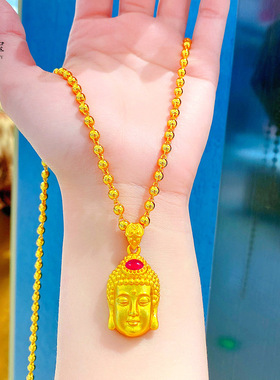 沙金999平安佛头吊坠大珠