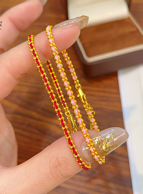 金店同款沙红绳手链色幸运