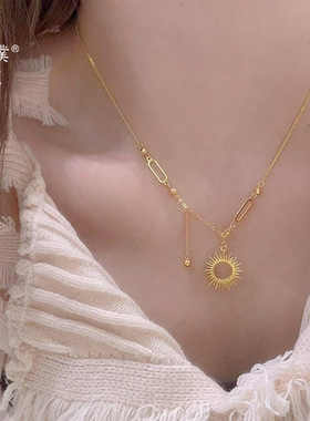 金店同款沙太阳花项链女不