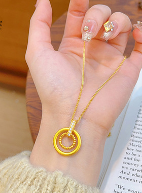 金店同款古法沙点钻双圈环