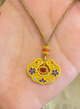 沙金999花丝凤华如意蓝色