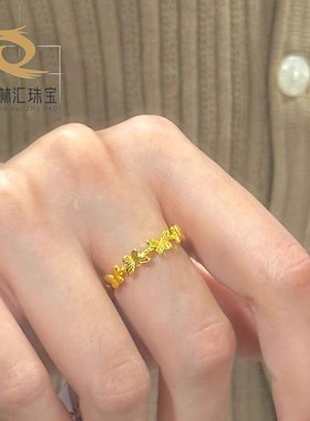 沙金新中式立体蝴蝶戒指女