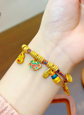 沙金999烧蓝九色鹿如意葫