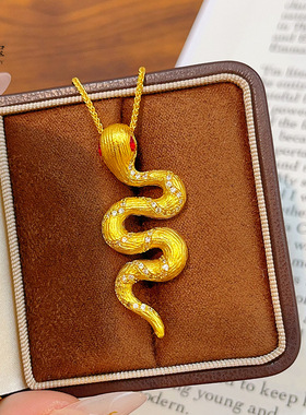 古法沙金点钻拉丝小肥蛇项