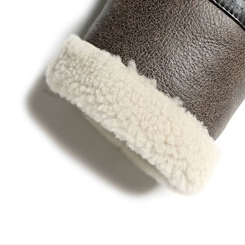 MCS男装美式复古毛领皮衣男短款羊毛皮毛一体B6飞行员皮夹克外套 - 图3