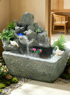 假山流水落地鱼池景观摆件