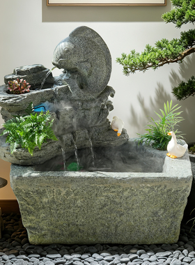 庭院鱼池假山喷泉循环造景摆件