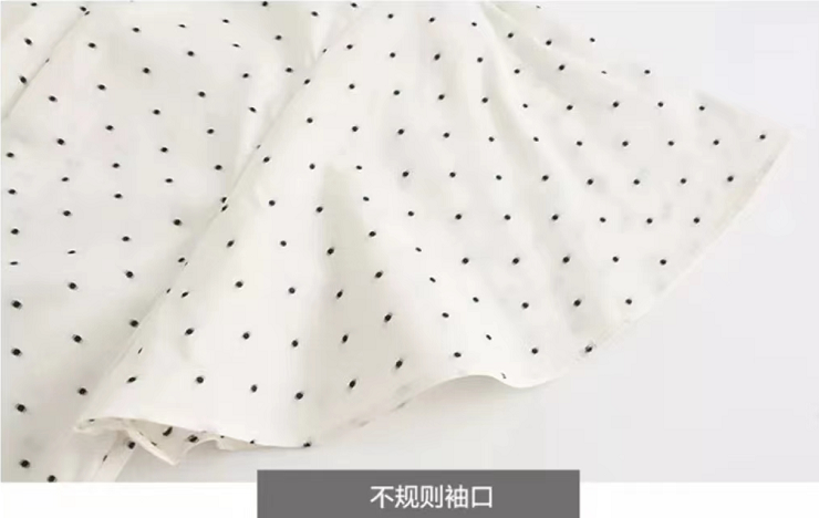 （百）夏季女士韩版设计感衬衫荷叶边短袖波点MVWS322F/好1