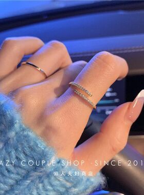 小众设计开口戒指ins锆石时尚女