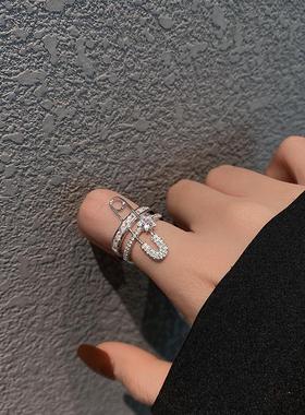 水晶别针戒指开口时尚个性轻奢女