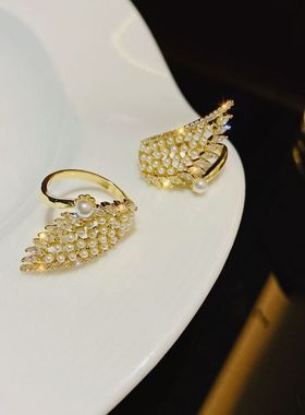 景甜同款开口戒指珍珠ins潮女