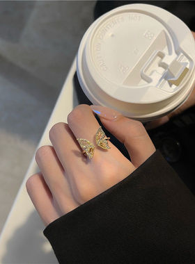 蝴蝶翅膀开口戒指韩版女