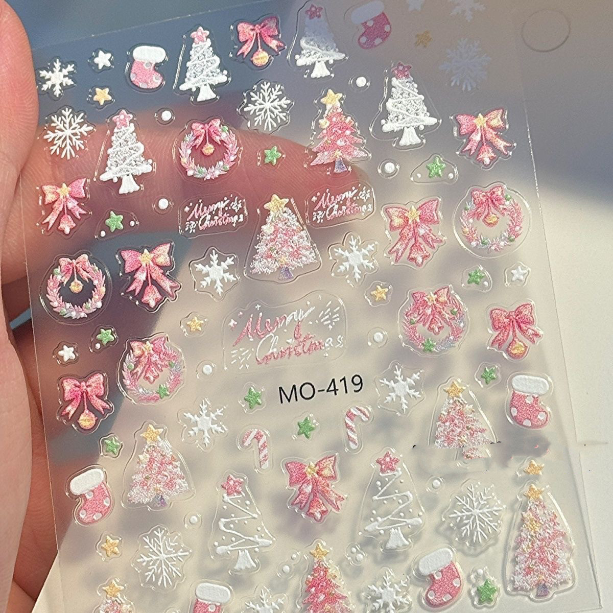 粉色圣诞贝壳光美甲贴纸小红书同款立体浮雕美甲仙女指甲轻奢高级,淘宝优惠券,粉丝福利购,淘宝优惠卷