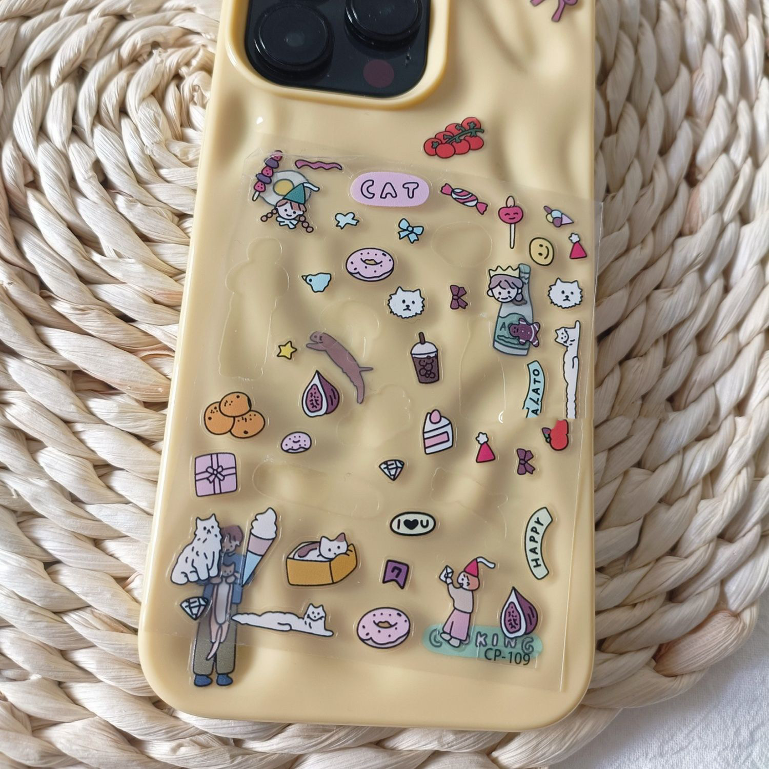 韩系ins可爱卡通插画苹果手机壳iphone17贴纸镜头diy贴纸指甲贴,淘宝优惠券,粉丝福利购,淘宝优惠卷