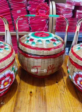 潮汕婚庆用品花篮手工竹编粿篮