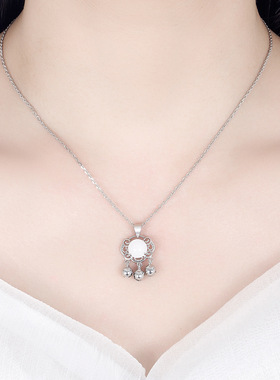 个性长命锁白玉女如意锁