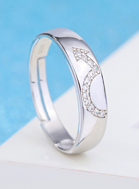 韩版锆石符号活口标志情侣戒指