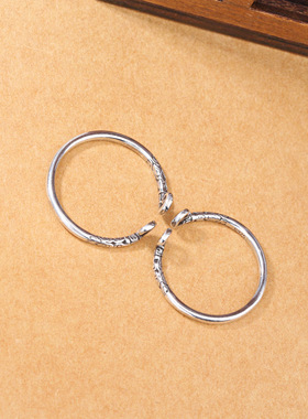 祥云雕花复古做旧泰银紧箍咒戒指