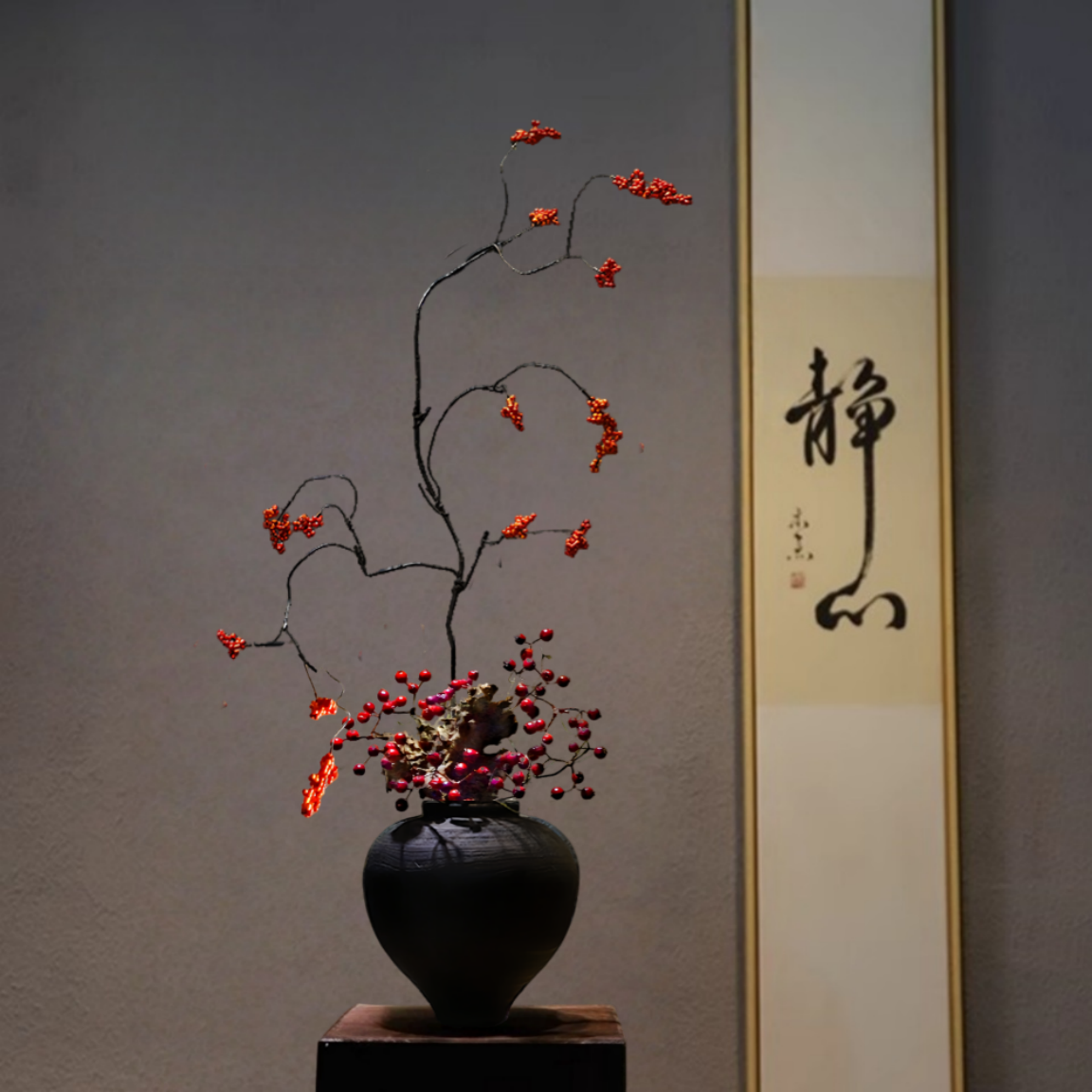 禅意新中式花瓶树脂摆件宋代美学民宿家居玄关桌别墅侘寂高级装饰,淘宝优惠券,粉丝福利购,淘宝优惠卷