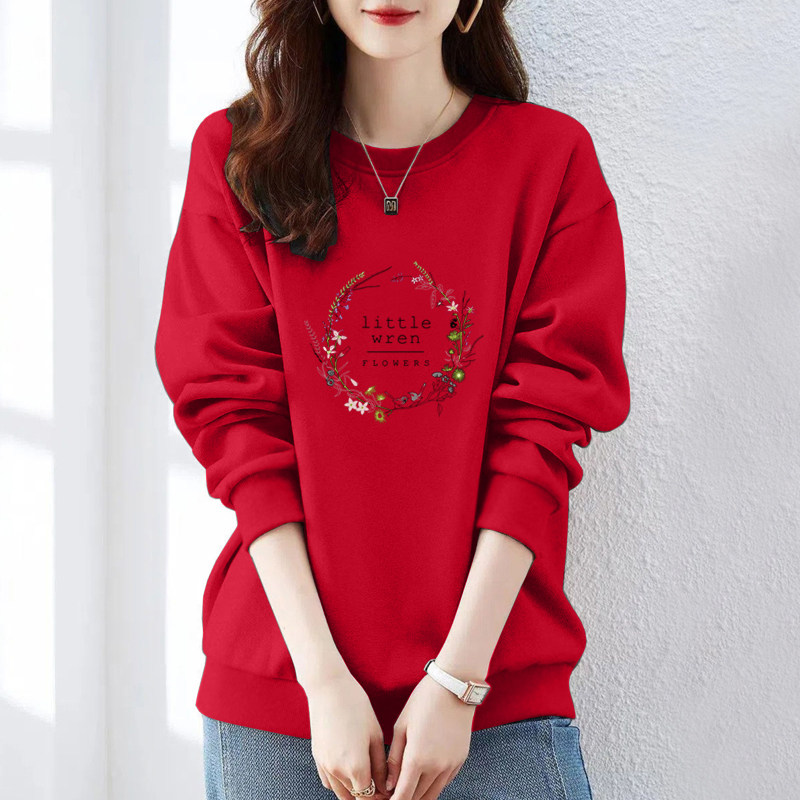 外贸出口清仓纯棉圆领卫衣女无帽秋冬新款加绒休闲气质打底上衣潮,淘宝优惠券,粉丝福利购,淘宝优惠卷