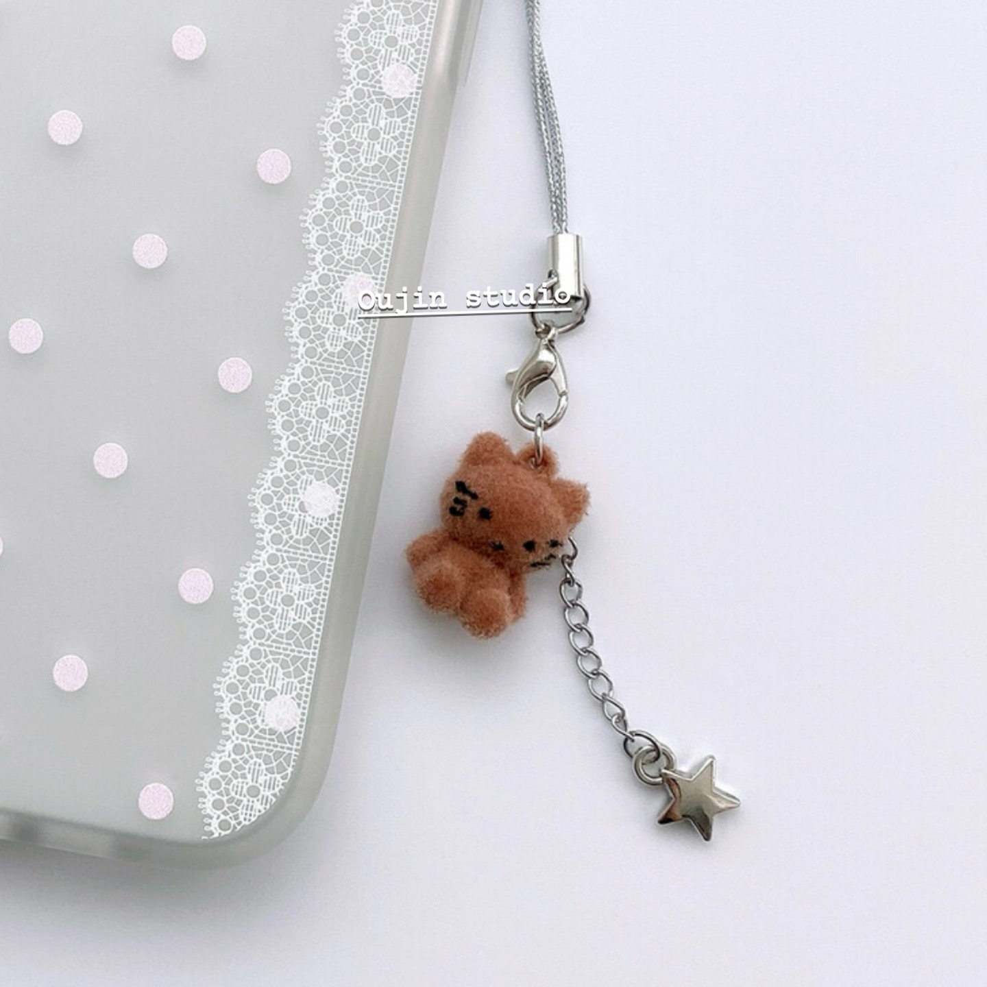 韩系ins风少女感可爱卡通猫咪粉波点蕾丝边适用iphone17/16promax/15pro/14/13苹果磨砂透白软壳手机保护套,淘宝优惠券,粉丝福利购,淘宝优惠卷