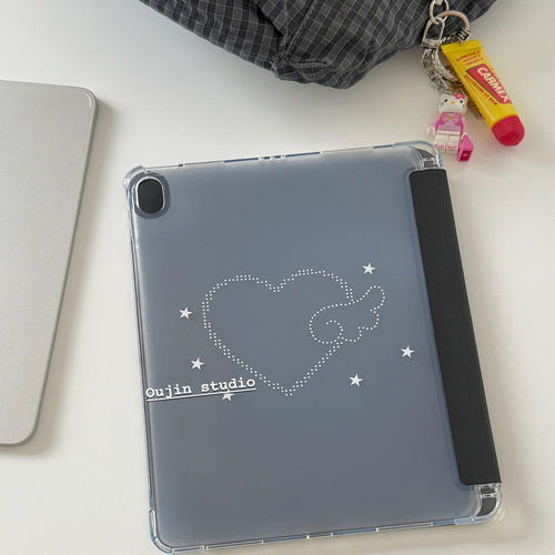 韩系ins风小众可爱卡通少女心爱心翅膀星星波点平板保护套ipad11代A16十代202511寸磨砂软壳苹果带笔槽保护套 - 图2