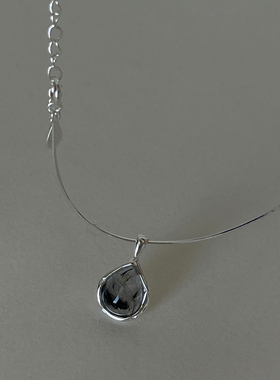 PRETTY DIARY原创设计项高级小众黑发晶水滴造型项链冷淡风锁骨链