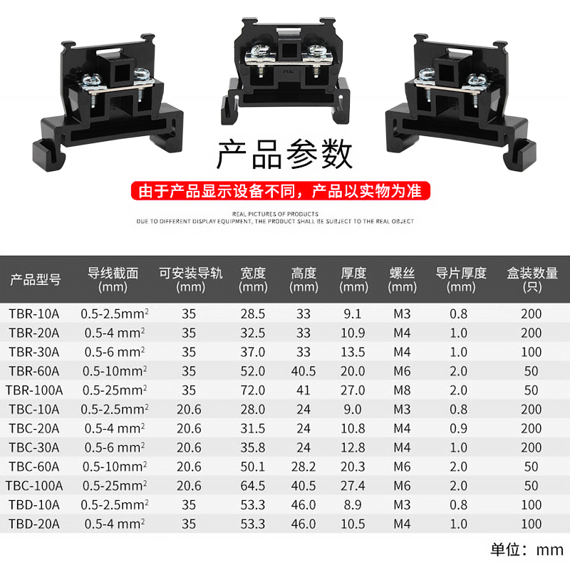 纯铜接线端子排TBR-10导轨组合式TBR10A1.5接线排不滑不断脚 - 图2