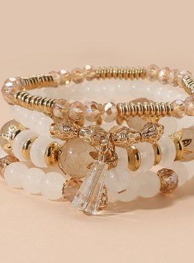 跨境热销波希米亚水晶串珠手链套装七彩多层气质手链女士时尚饰品