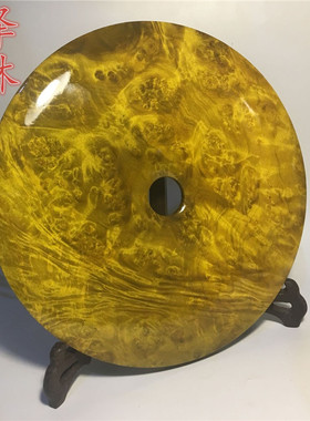 黄金樟平安扣风水实木摆件