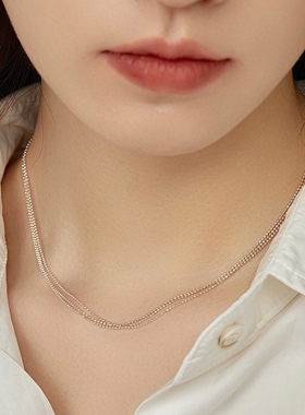 波光粼粼多层气质多层925银项链