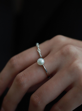 淡水馒头珍珠戒指通体925纯银