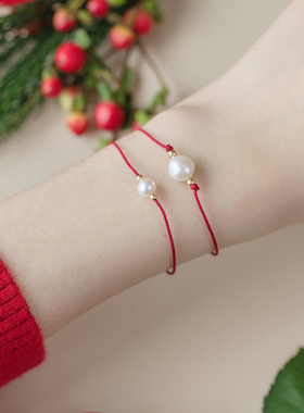 全部美国14K包金红绳手链