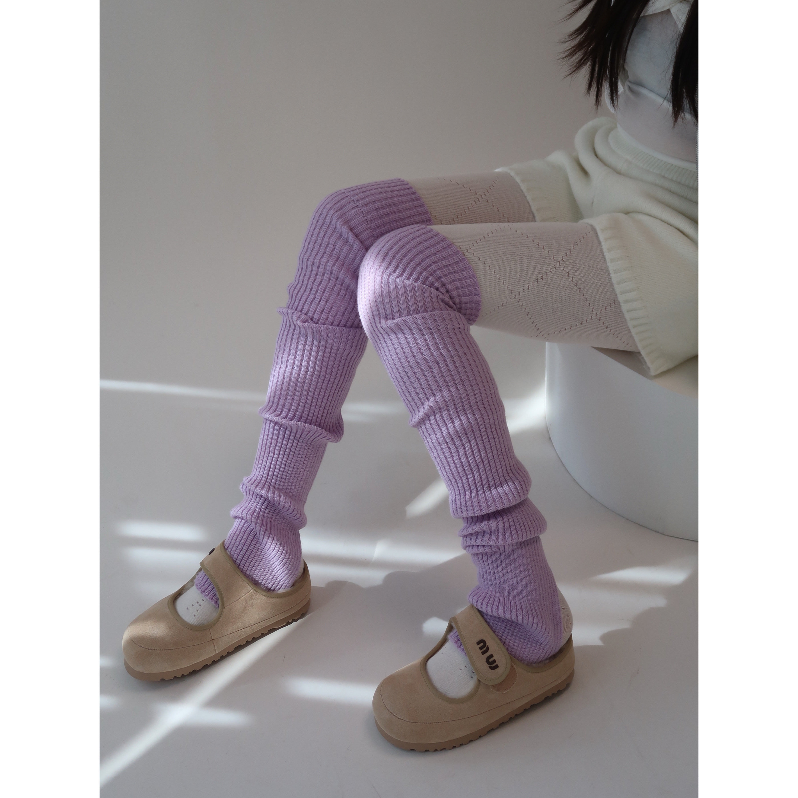 陆甜茶75cm芭蕾紫色优雅弹力保暖秋冬瑜伽过膝堆堆袜袜套腿套踩脚,淘宝优惠券,粉丝福利购,淘宝优惠卷