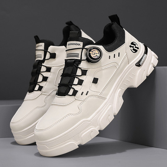 Men's shoes winter 2026 new workwear Martin boots leather waterproof sports and leisure white labor protection trendy shoes plus velvet