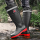 Botas de lluvia para hombre, invierno, pesca al aire libre, suela gruesa, antideslizante, impermeable, para llevar, gran tamaño, sitio de construcción, trabajo, seguridad en el trabajo, zapatos de goma