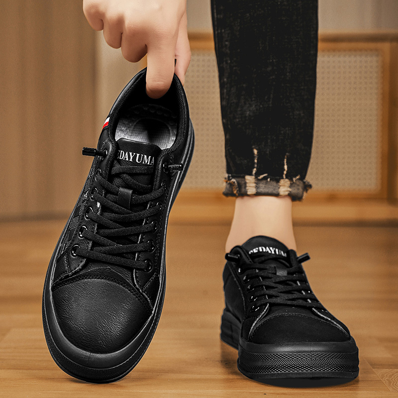 男鞋2025新款冬季厨房工作防水黑色厨师鞋一脚蹬百搭运动休闲板鞋 - 图2