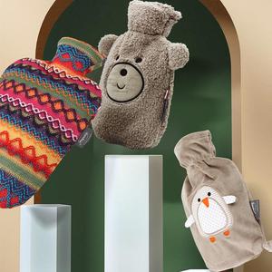 fashy德国进口热水袋毛绒奶茶熊卡通绣花原装外套暖床肚腰暖手袋