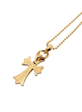 奢华扎眼真金挂镀十字架项链