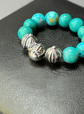 古韵潮流925银绿松石珠串戒指