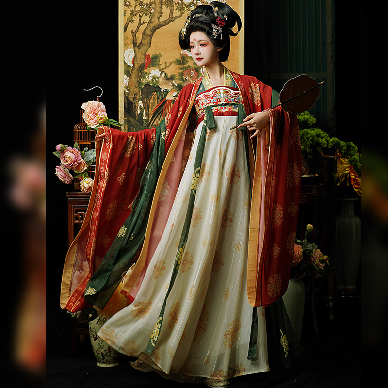 半岚原创汉服女【长安忆梦】唐制刺绣复原款齐胸大袖衫破裙春夏款,淘宝优惠券,粉丝福利购,淘宝优惠卷