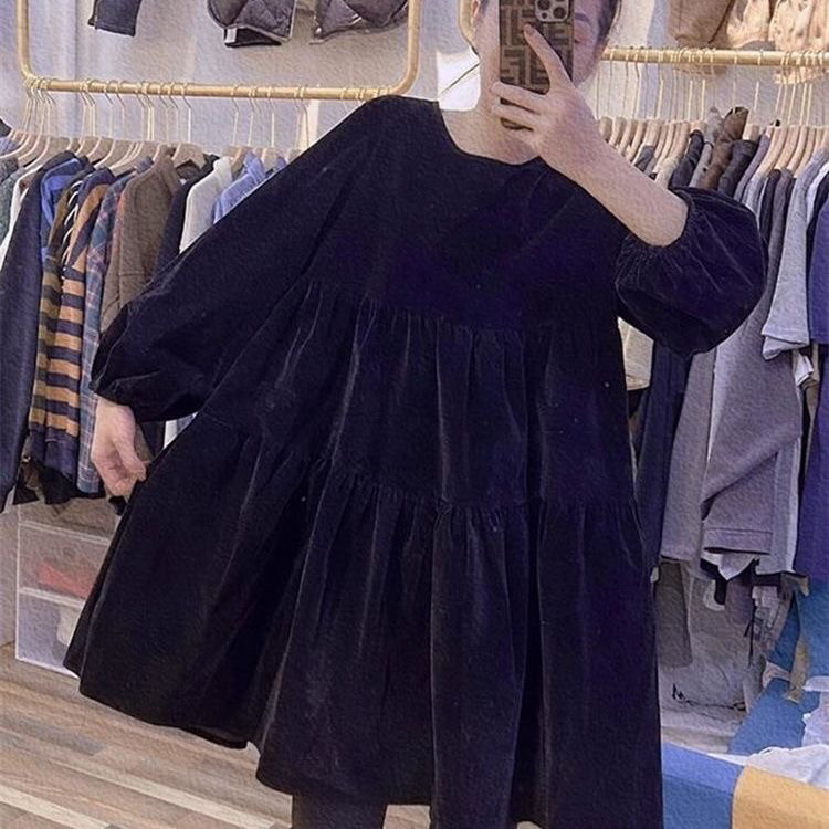 秋冬季抽褶金丝绒连衣裙胖MM特大码300斤宽松遮肚显瘦孕妇连衣裙,淘宝优惠券,粉丝福利购,淘宝优惠卷