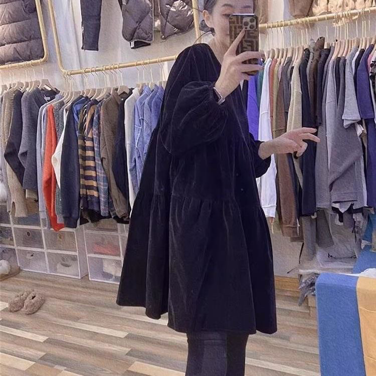 秋冬季抽褶金丝绒连衣裙胖MM特大码300斤宽松遮肚显瘦孕妇连衣裙,淘宝优惠券,粉丝福利购,淘宝优惠卷