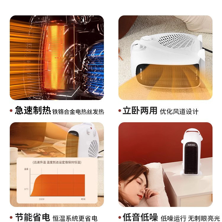 奥克斯取暖器电暖风机家用电暖气小太阳烤火炉办公室电热风机小型,淘宝优惠券,粉丝福利购,淘宝优惠卷