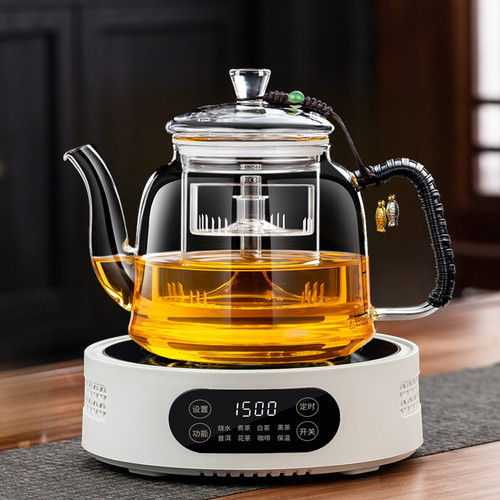 加厚玻璃煮茶壶电陶炉煮茶器2026新款蒸煮一体烧水养生泡茶壶套装 - 图0
