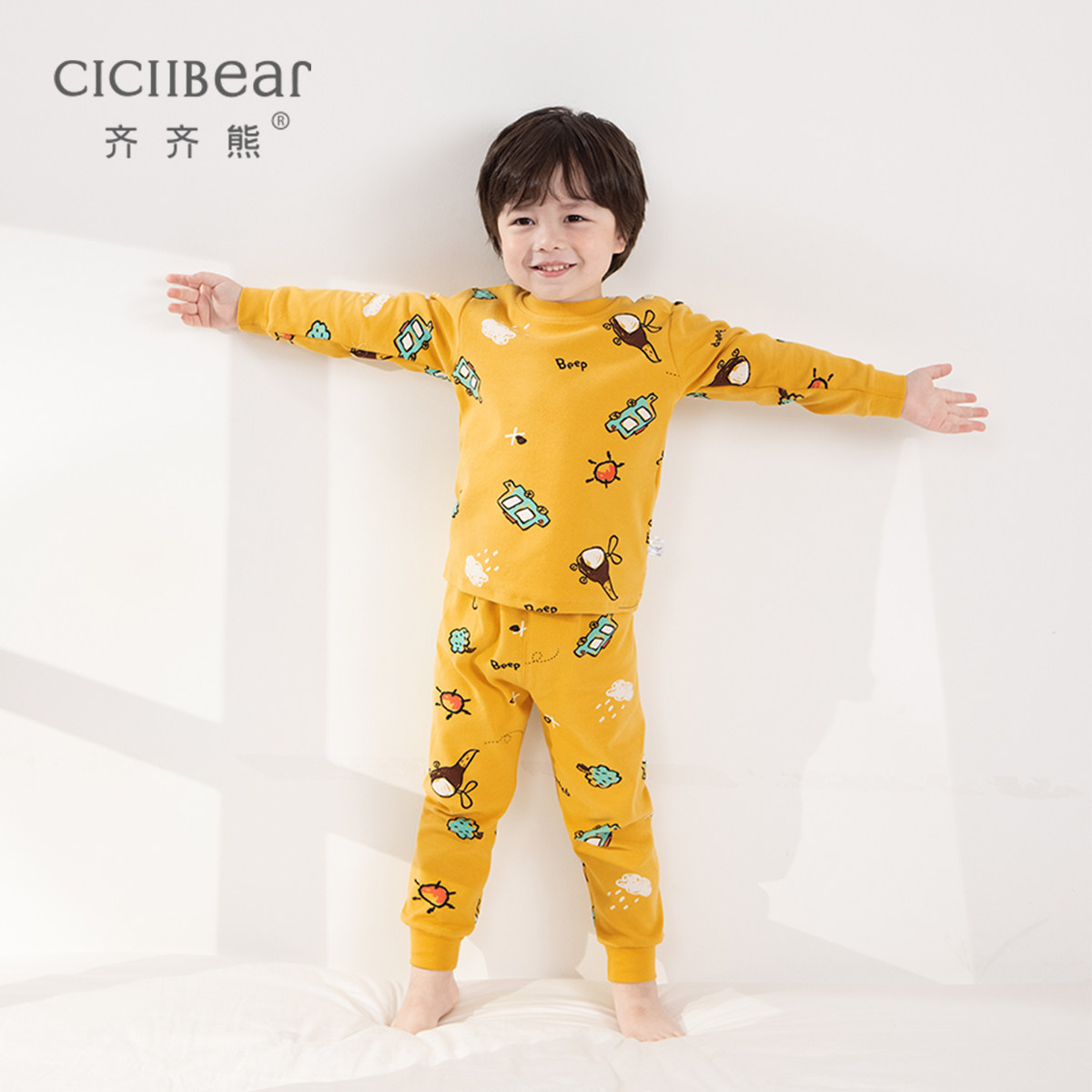 齐齐熊婴儿内衣套装磨毛拉架睡衣 ciciibear内衣套装