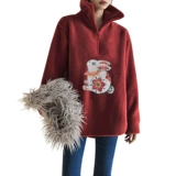 Флисовая зимняя толстовка, осенний демисезонный красный оберег на день рождения, куртка, увеличенная толщина, китайский стиль, коллекция 2022, с вышивкой