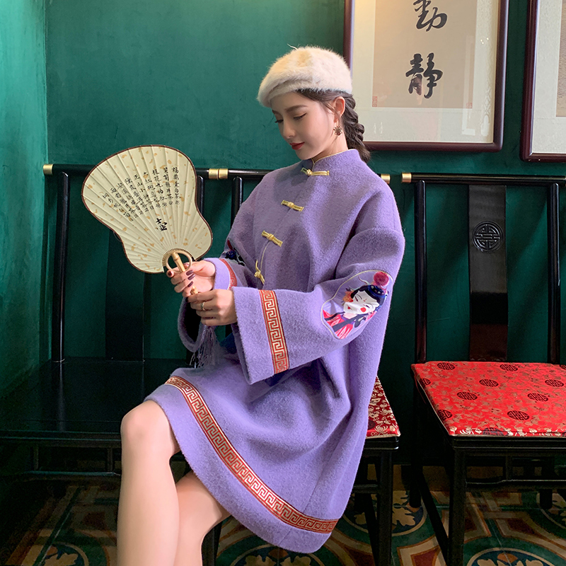 jkjs旗舰店jkjs原创唐装改良版汉服中式女装中国风民族风外套女秋冬旗袍上衣0