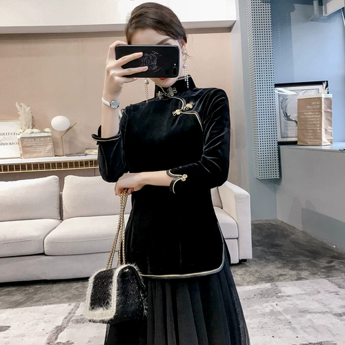 Демисезонное модное короткое ретро ципао, китайский стиль