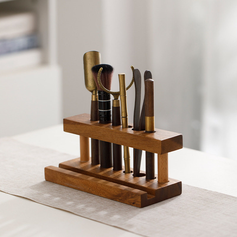 茶道茶具六君子套装高档茶笔茶夹配件用品大全胡桃木泡茶工具底座,淘宝优惠券,粉丝福利购,淘宝优惠卷